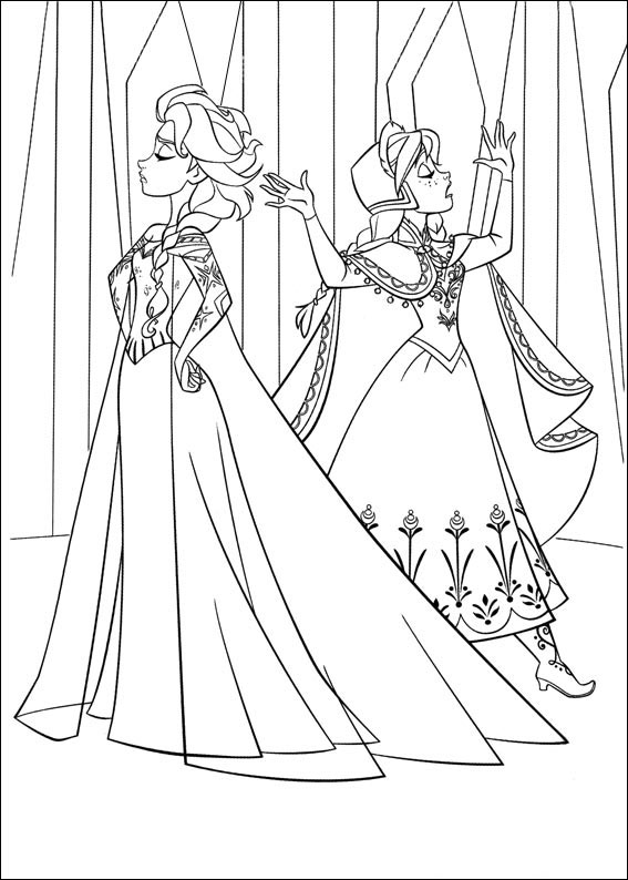 Gambar Mewarnai Elsa Dan Anna